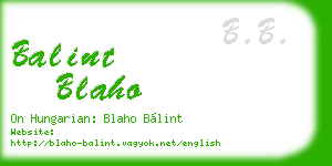 balint blaho business card